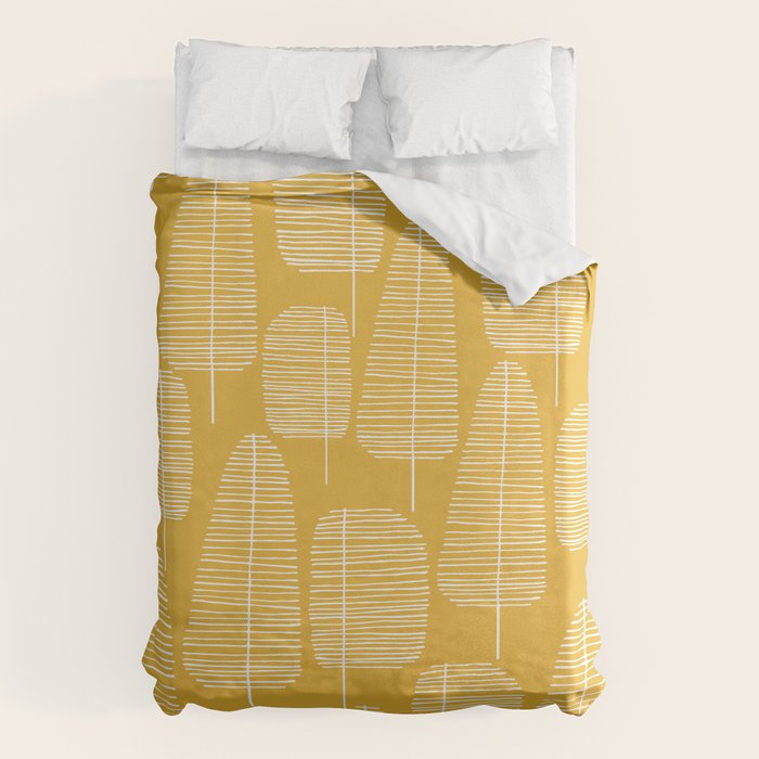 Mid Century Modern Forest Yellow Duvet Cover Gallery Image 6