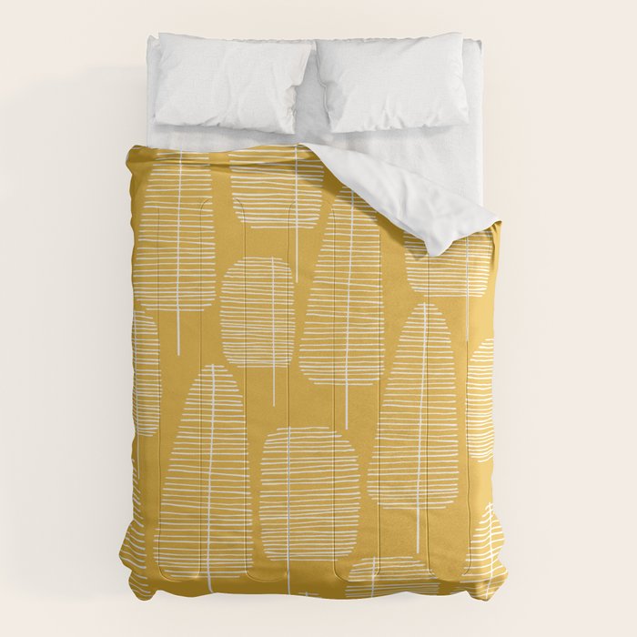 Mid Century Modern Forest Yellow Comforter Gallery Image 6