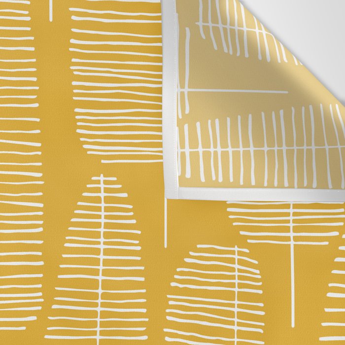 Mid Century Modern Forest Yellow Wall Tapestry Gallery Image 3