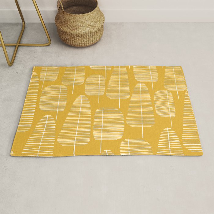 Mid Century Modern Forest Yellow Rug Gallery Image 1