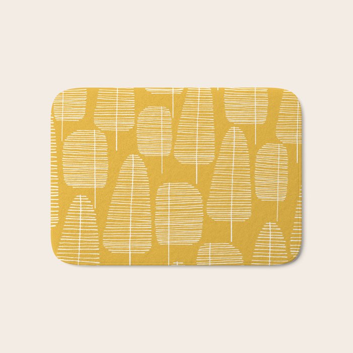 Mid Century Modern Forest Yellow Bath Mat Gallery Image 1