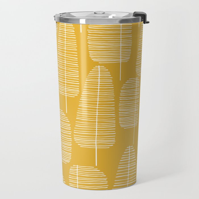 Mid Century Modern Forest Yellow Travel Mug Gallery Image 2