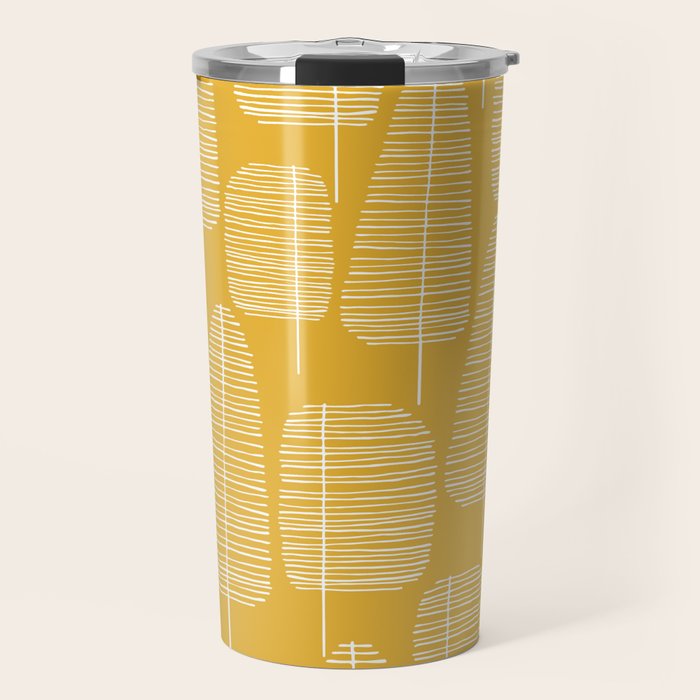 Mid Century Modern Forest Yellow Travel Mug Gallery Image 1
