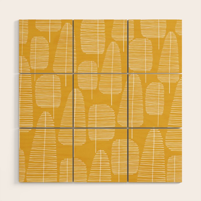 Mid Century Modern Forest Yellow Wood Wall Art Gallery Image 1