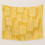 Mid Century Modern Forest Yellow Wall Tapestry Gallery Image 4