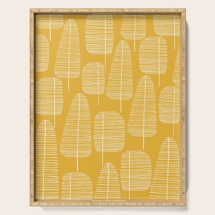 Mid Century Modern Forest Yellow Serving Tray Gallery Image 1