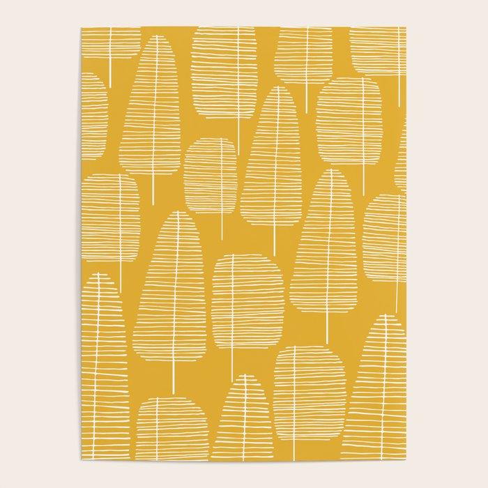 Mid Century Modern Forest Yellow Poster Gallery Image 4