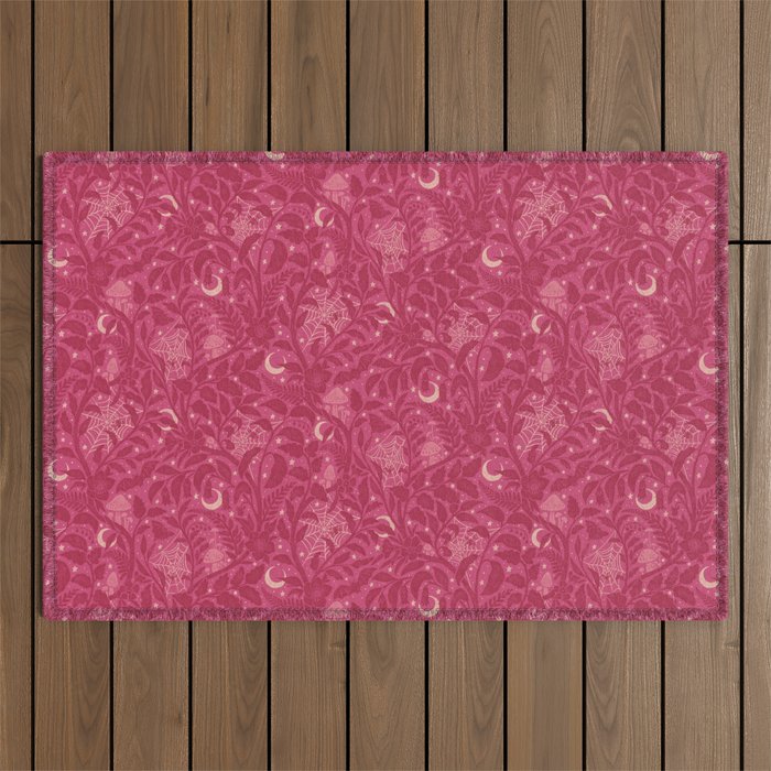 Mysterious Garden - dark pink Outdoor Rug Gallery Image 1