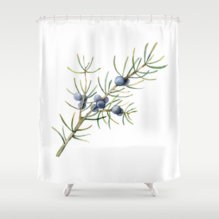 Juniper White Christmas Shower Curtain Gallery Image 1