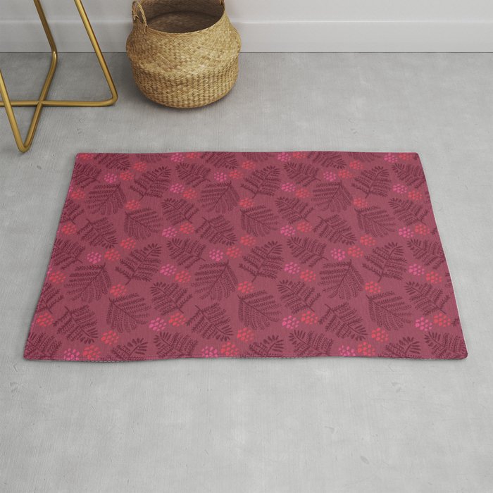 Winter & Woodsy Pine Trees in Ruby Red Rug Gallery Image 1