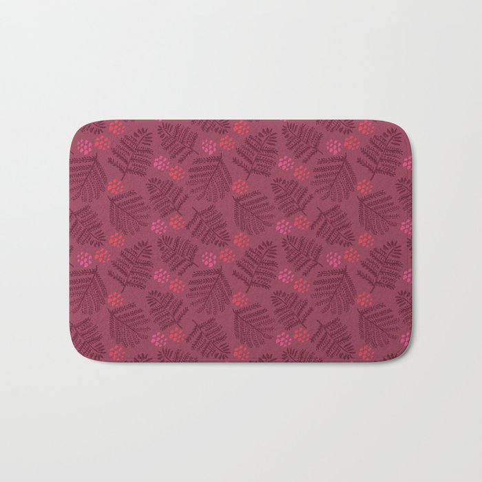 Winter & Woodsy Pine Trees in Ruby Red Bath Mat Gallery Image 1