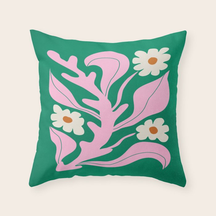 Lavender & Tropical Green: Les Fleurs | Flower Market Color Series 08 Throw Pillow Gallery Image 1