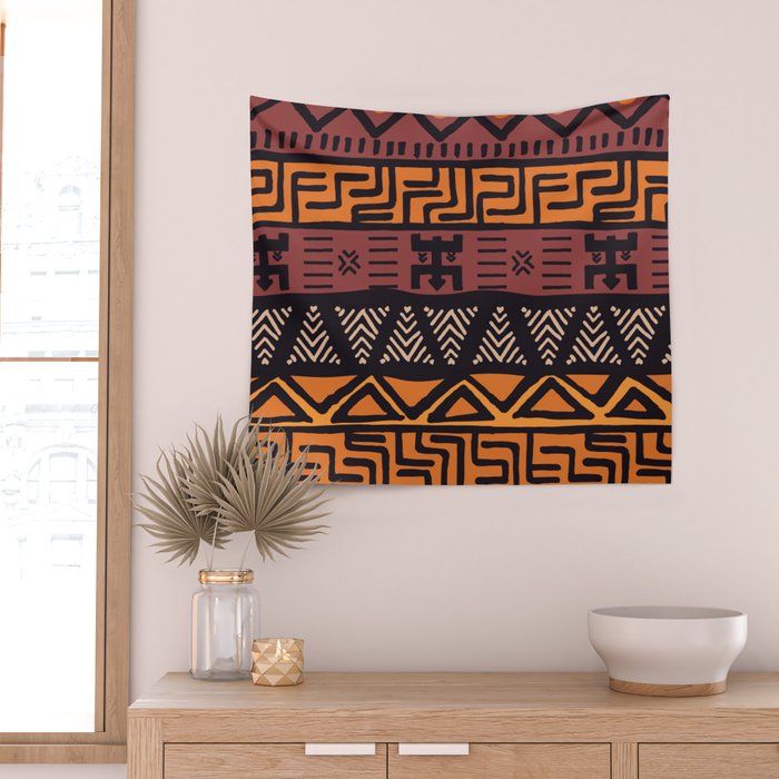 Tribal ethnic geometric pattern 021 Wall Tapestry Gallery Image 2