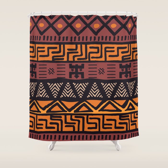 Tribal ethnic geometric pattern 021 Shower Curtain Gallery Image 1