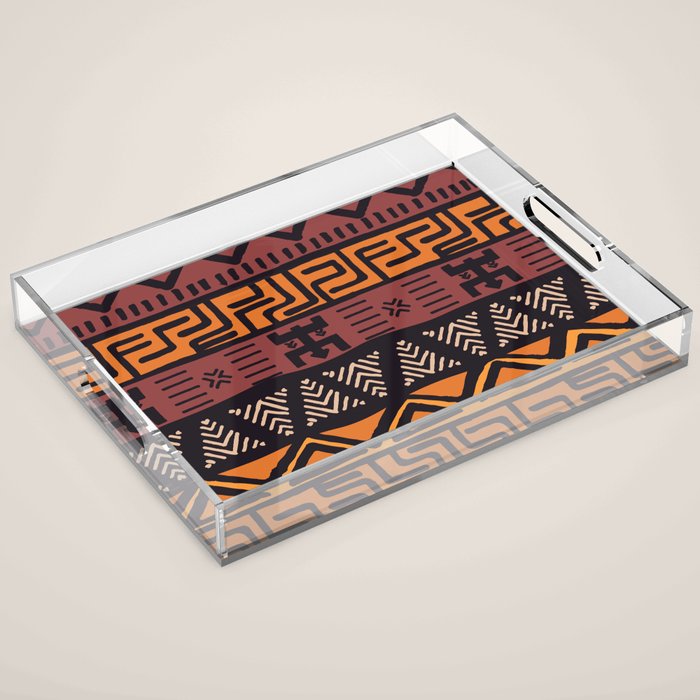 Tribal ethnic geometric pattern 021 Acrylic Tray Gallery Image 1