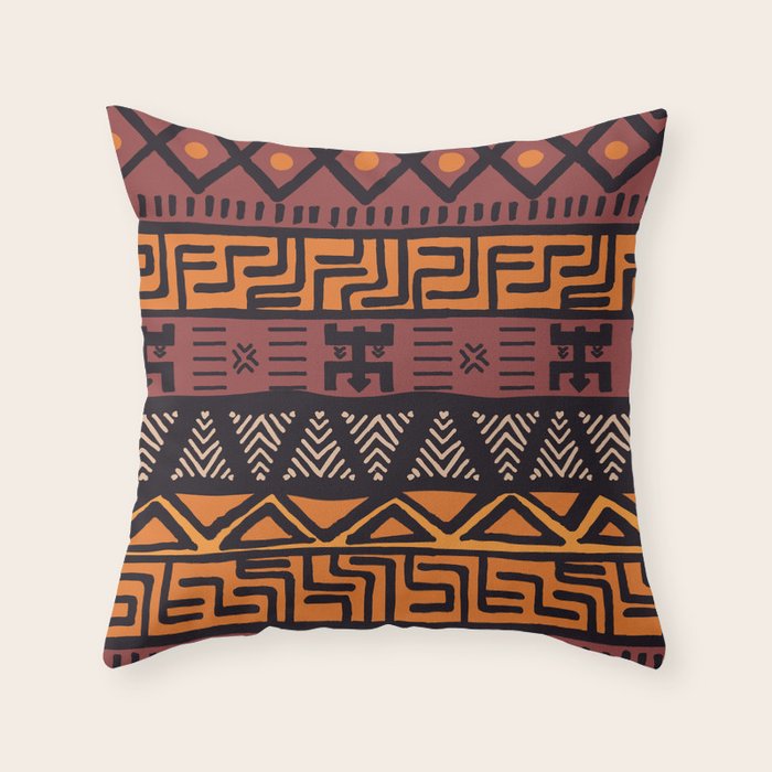 Tribal ethnic geometric pattern 021 Throw Pillow Gallery Image 1
