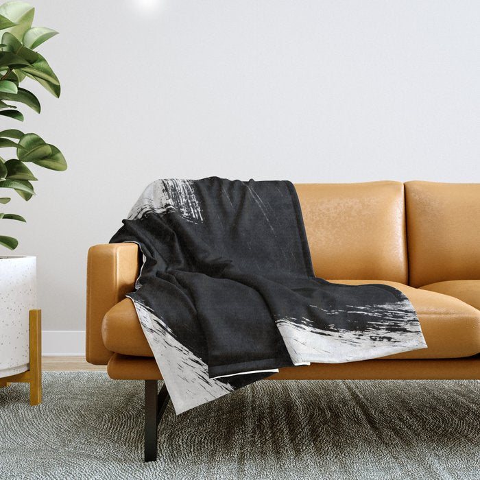 Monochrome Ink 01 Throw Blanket Gallery Image 1