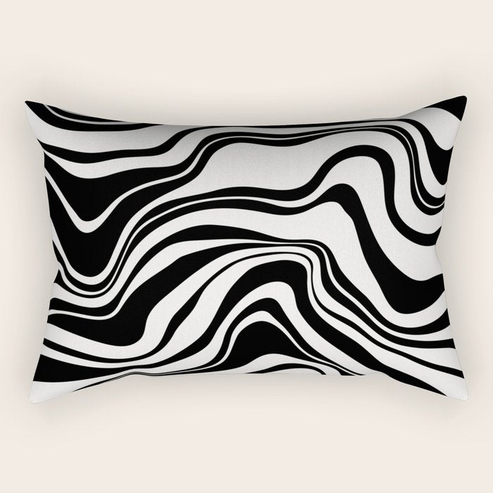 Monochrome Waves Rectangular Pillow Gallery Image 2