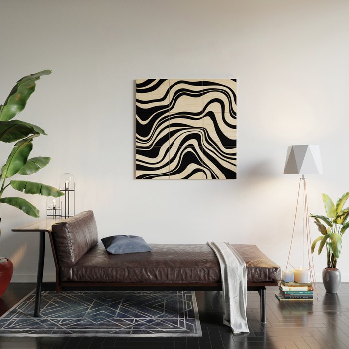 Monochrome Waves Wood Wall Art Gallery Image 2