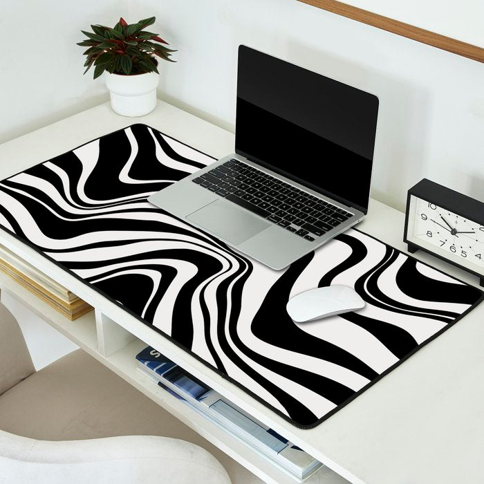 Monochrome Waves Desk Mat Gallery Image 2
