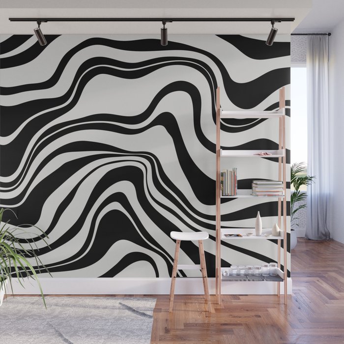 Monochrome Waves Wall Mural Gallery Image 1