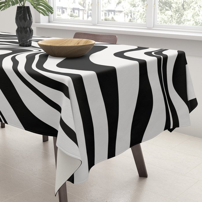 Monochrome Waves Tablecloth Gallery Image 3