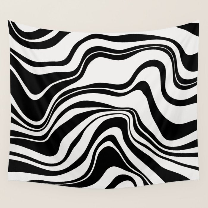 Monochrome Waves Wall Tapestry Gallery Image 1