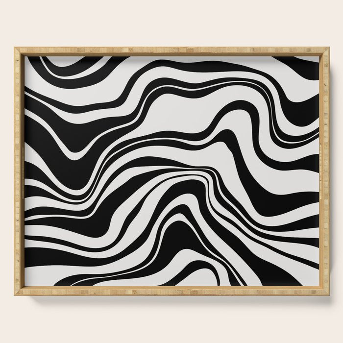 Monochrome Waves Serving Tray Gallery Image 1