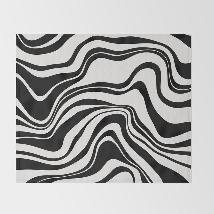 Monochrome Waves Throw Blanket Gallery Image 2