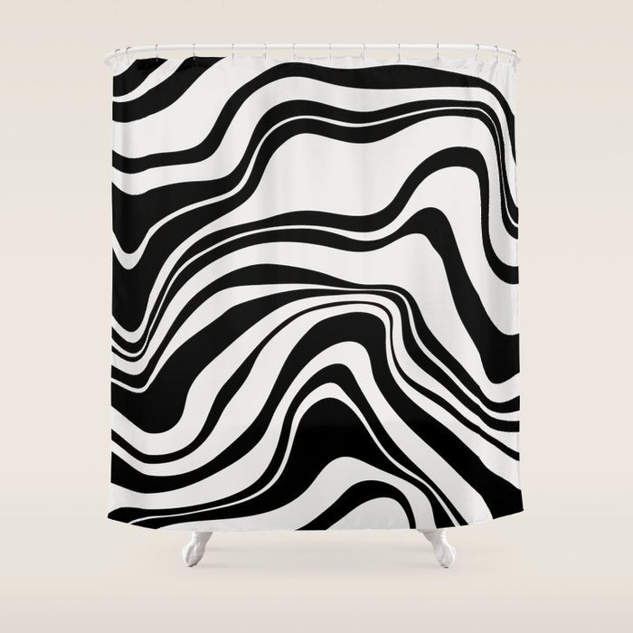 Monochrome Waves Shower Curtain Gallery Image 1