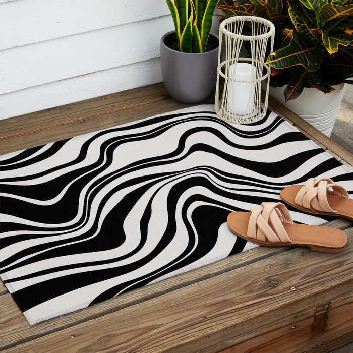 Monochrome Waves Outdoor Rug Gallery Image 2