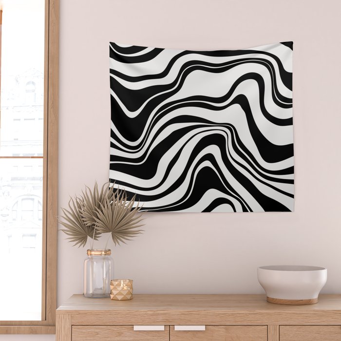 Monochrome Waves Wall Tapestry Gallery Image 2