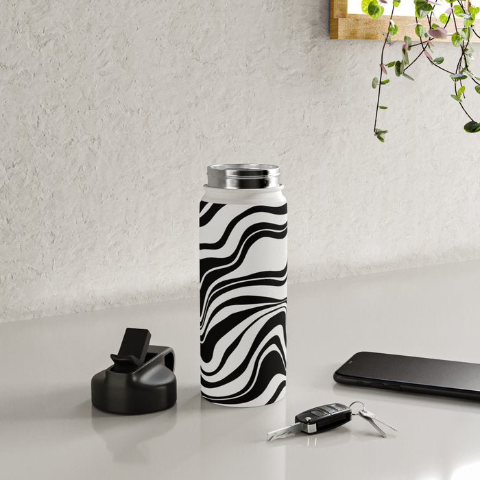 Monochrome Waves Water Bottle Gallery Image 4