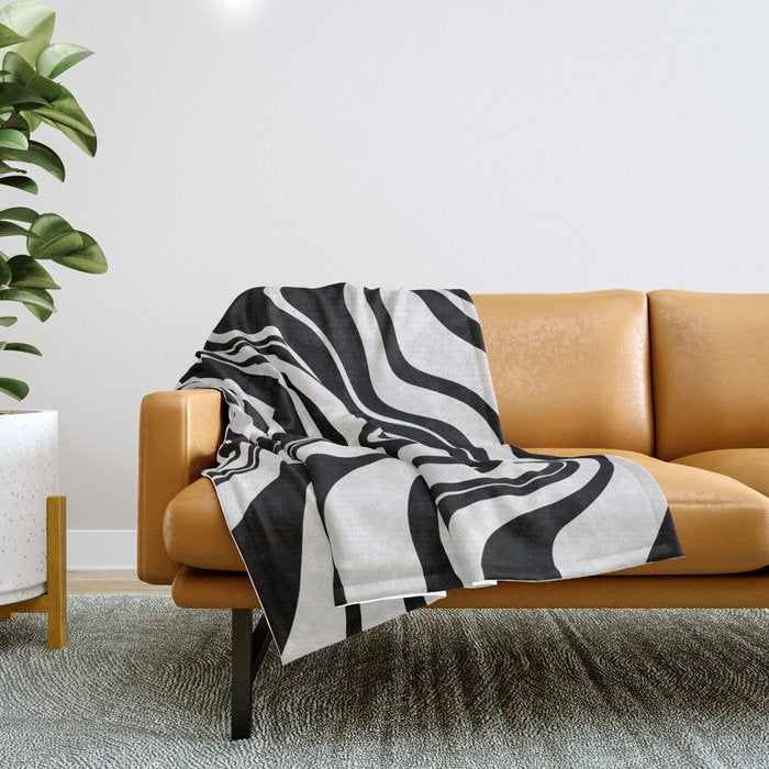 Monochrome Waves Throw Blanket Gallery Image 1