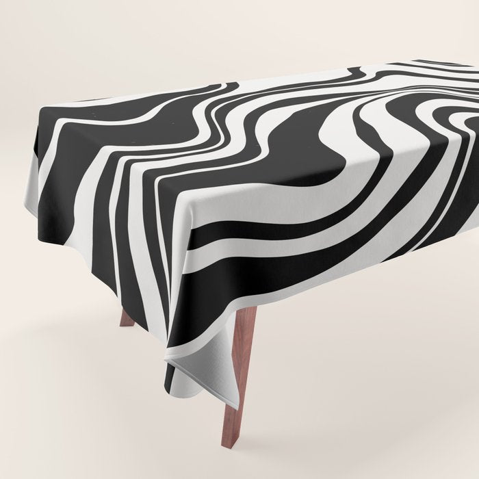 Monochrome Waves Tablecloth Gallery Image 1