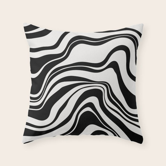 Monochrome Waves Throw Pillow Gallery Image 1