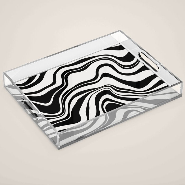 Monochrome Waves Acrylic Tray Gallery Image 1