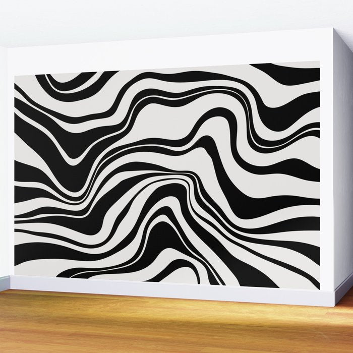 Monochrome Waves Wall Mural Gallery Image 2