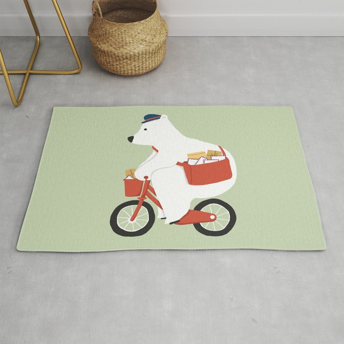 Polar bear postal express Rug Gallery Image 1