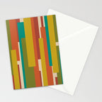 Midcentury Modern Vertical Geometric Pattern in Mid Mod Mustard, Orange, Olive, Teal, and Beige Stationery Card Gallery Image 2