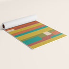 Midcentury Modern Vertical Geometric Pattern in Mid Mod Mustard, Orange, Olive, Teal, and Beige Yoga Mat Gallery Image 2