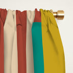 Midcentury Modern Vertical Geometric Pattern in Mid Mod Mustard, Orange, Olive, Teal, and Beige Window Curtain Gallery Image 2