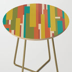 Midcentury Modern Vertical Geometric Pattern in Mid Mod Mustard, Orange, Olive, Teal, and Beige Side Table Gallery Image 2