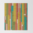 Midcentury Modern Vertical Geometric Pattern in Mid Mod Mustard, Orange, Olive, Teal, and Beige Throw Blanket Gallery Image 2