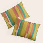 Midcentury Modern Vertical Geometric Pattern in Mid Mod Mustard, Orange, Olive, Teal, and Beige Pillow Sham Gallery Image 3