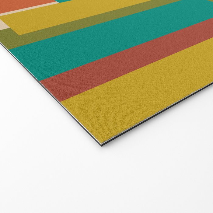 Midcentury Modern Vertical Geometric Pattern in Mid Mod Mustard, Orange, Olive, Teal, and Beige Welcome Mat Gallery Image 2