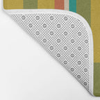 Midcentury Modern Vertical Geometric Pattern in Mid Mod Mustard, Orange, Olive, Teal, and Beige Bath Mat Gallery Image 2