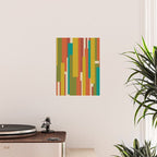 Midcentury Modern Vertical Geometric Pattern in Mid Mod Mustard, Orange, Olive, Teal, and Beige Poster Gallery Image 2