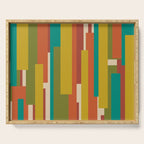 Midcentury Modern Vertical Geometric Pattern in Mid Mod Mustard, Orange, Olive, Teal, and Beige Serving Tray Gallery Image 1