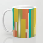 Midcentury Modern Vertical Geometric Pattern in Mid Mod Mustard, Orange, Olive, Teal, and Beige Coffee Mug Gallery Image 3